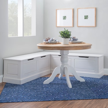 Porter Dining Table and Backless Corner Bench - White