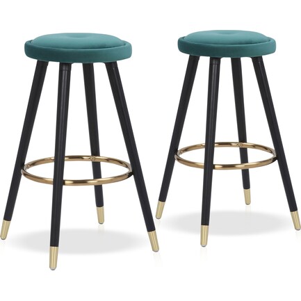 Portia Set Of 2 Counter-Height Stools - Green