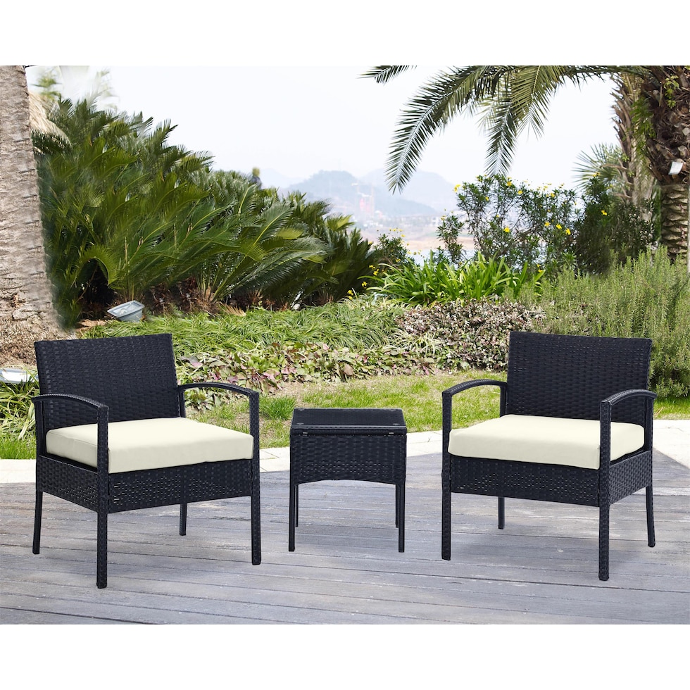 portland black cream outdoor chair set   