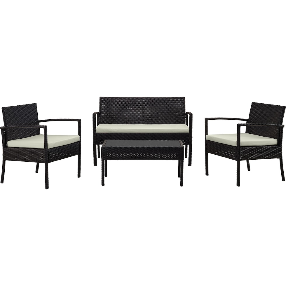 portland black cream outdoor loveseat set   