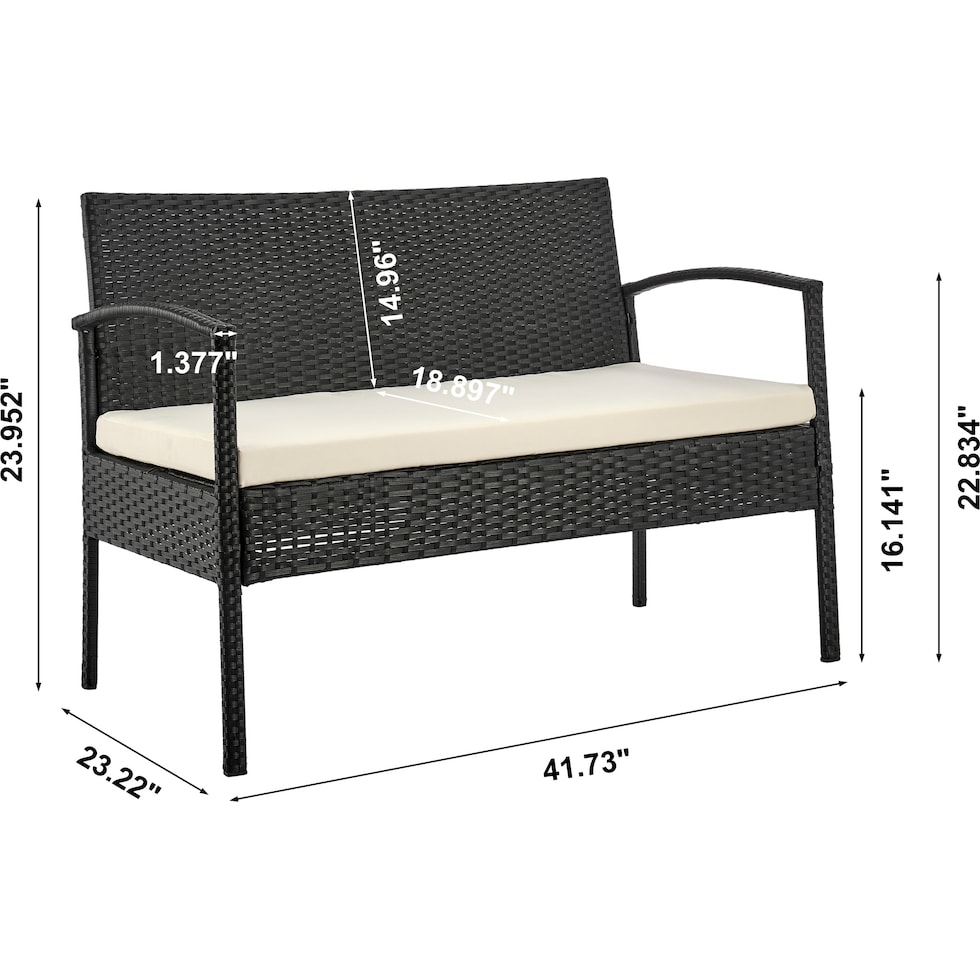 portland black cream outdoor loveseat set   