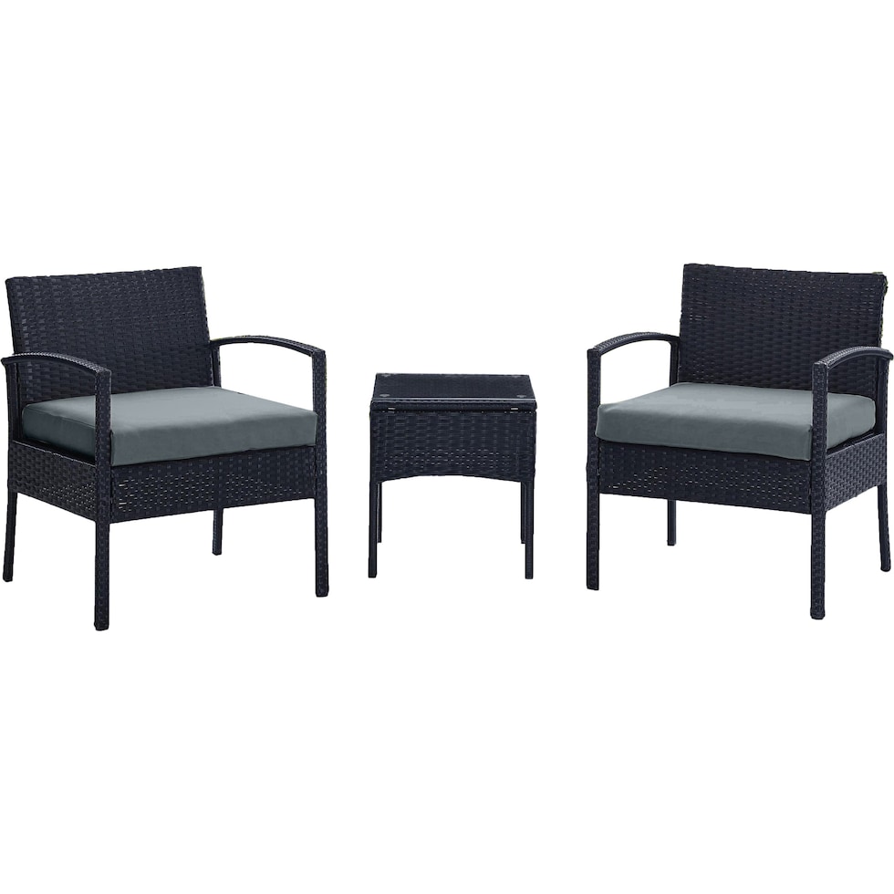 portland black gray outdoor chair set   