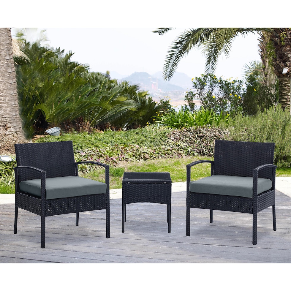 portland black gray outdoor chair set   