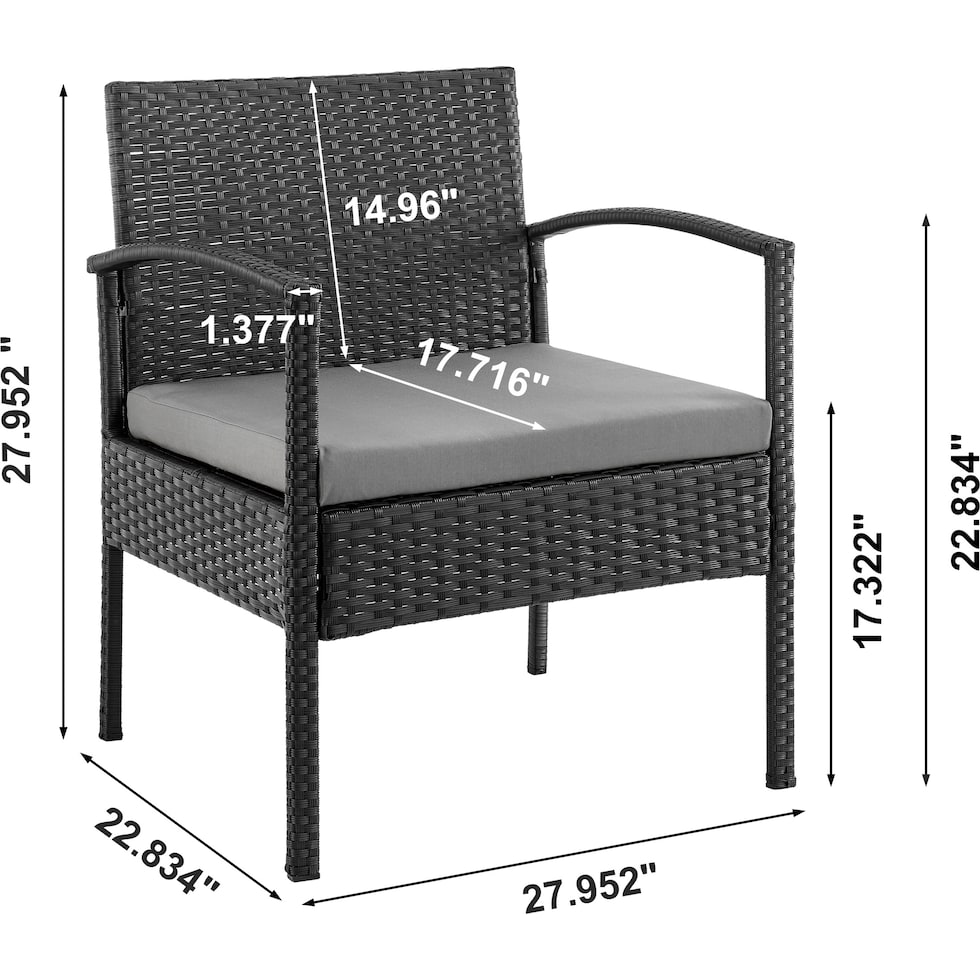 portland black gray outdoor chair set   