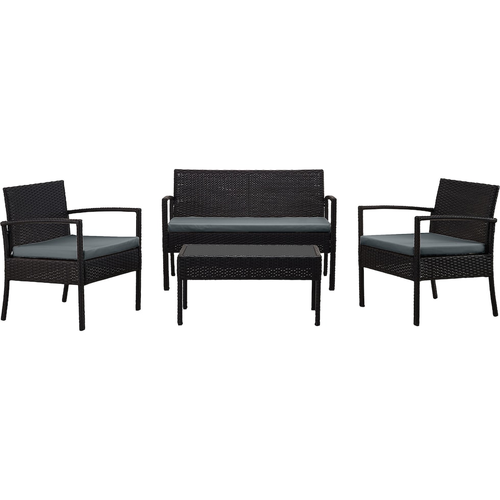 portland black gray outdoor loveseat set   