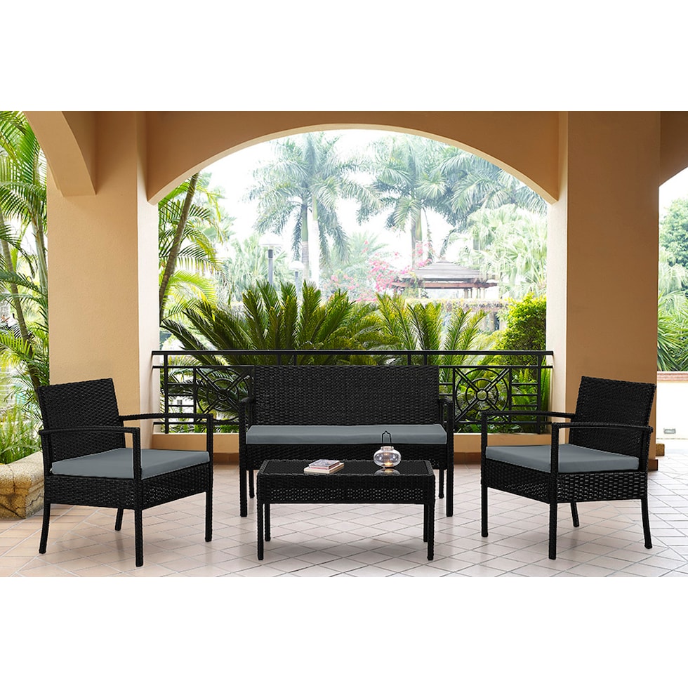 portland black gray outdoor loveseat set   