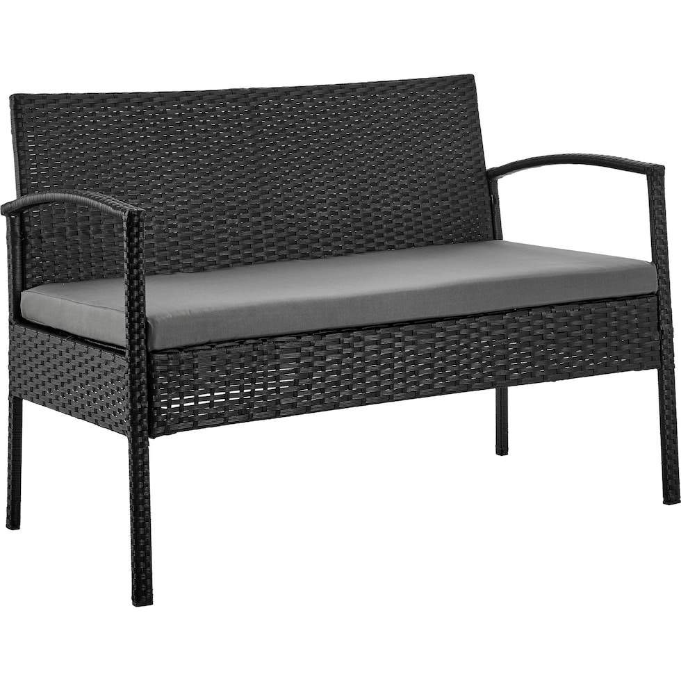 portland black gray outdoor loveseat set   