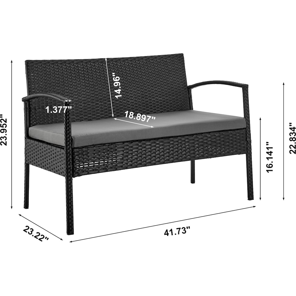 portland black gray outdoor loveseat set   