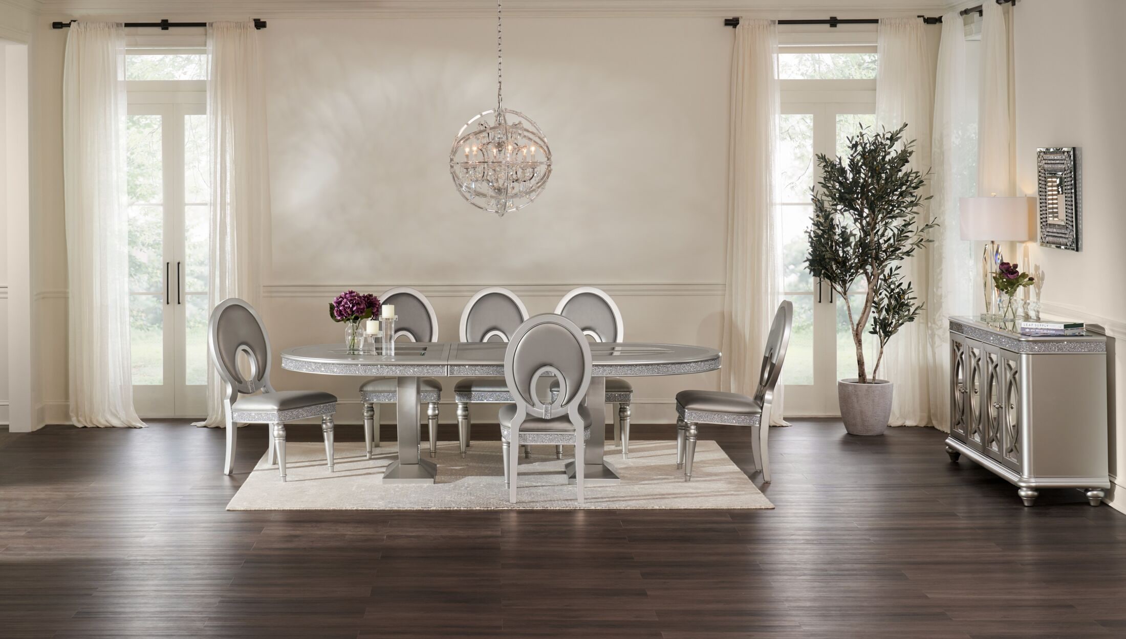 Posh Dining Table and 6 Dining Chairs American Signature Furniture