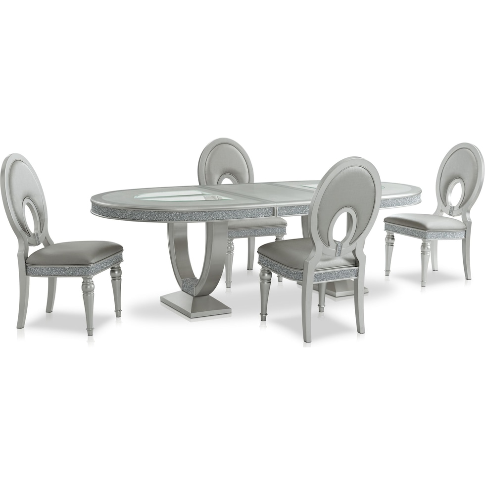 posh silver  pc dining room   