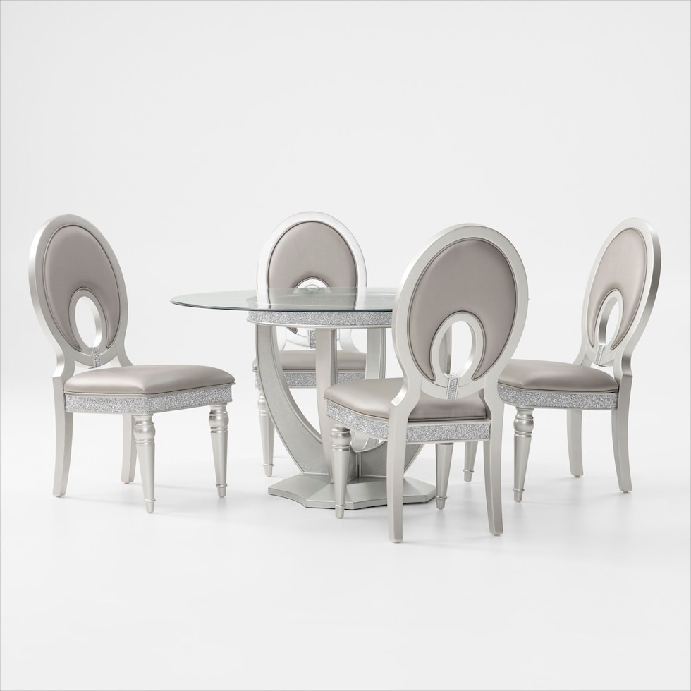 posh silver  pc dining room   