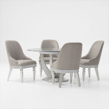 Posh Round Dining Table and 4 Host Chairs