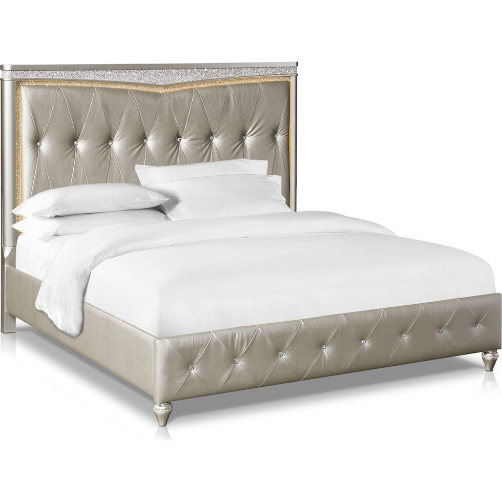 posh silver  pc king bedroom   