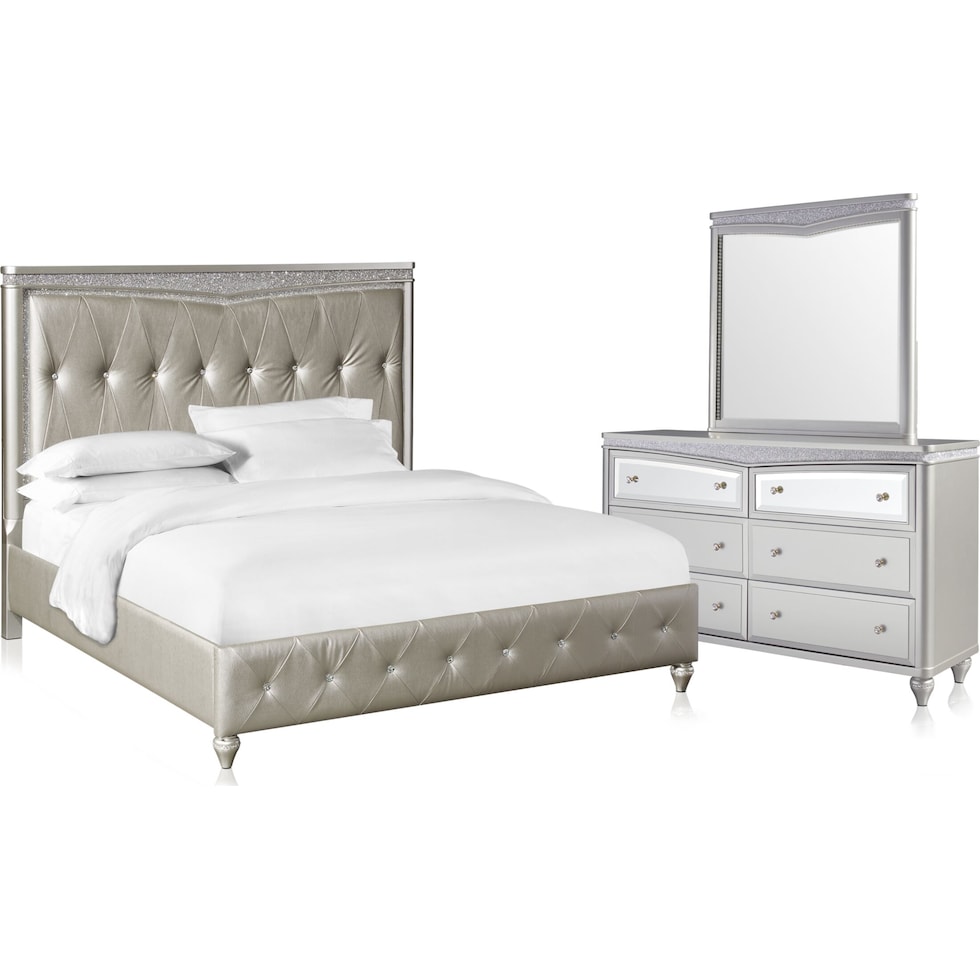 posh silver  pc king bedroom   