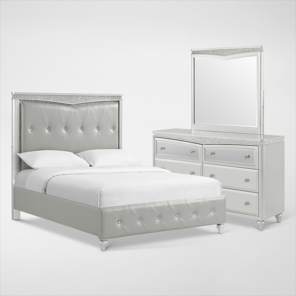 posh silver  pc queen bedroom   