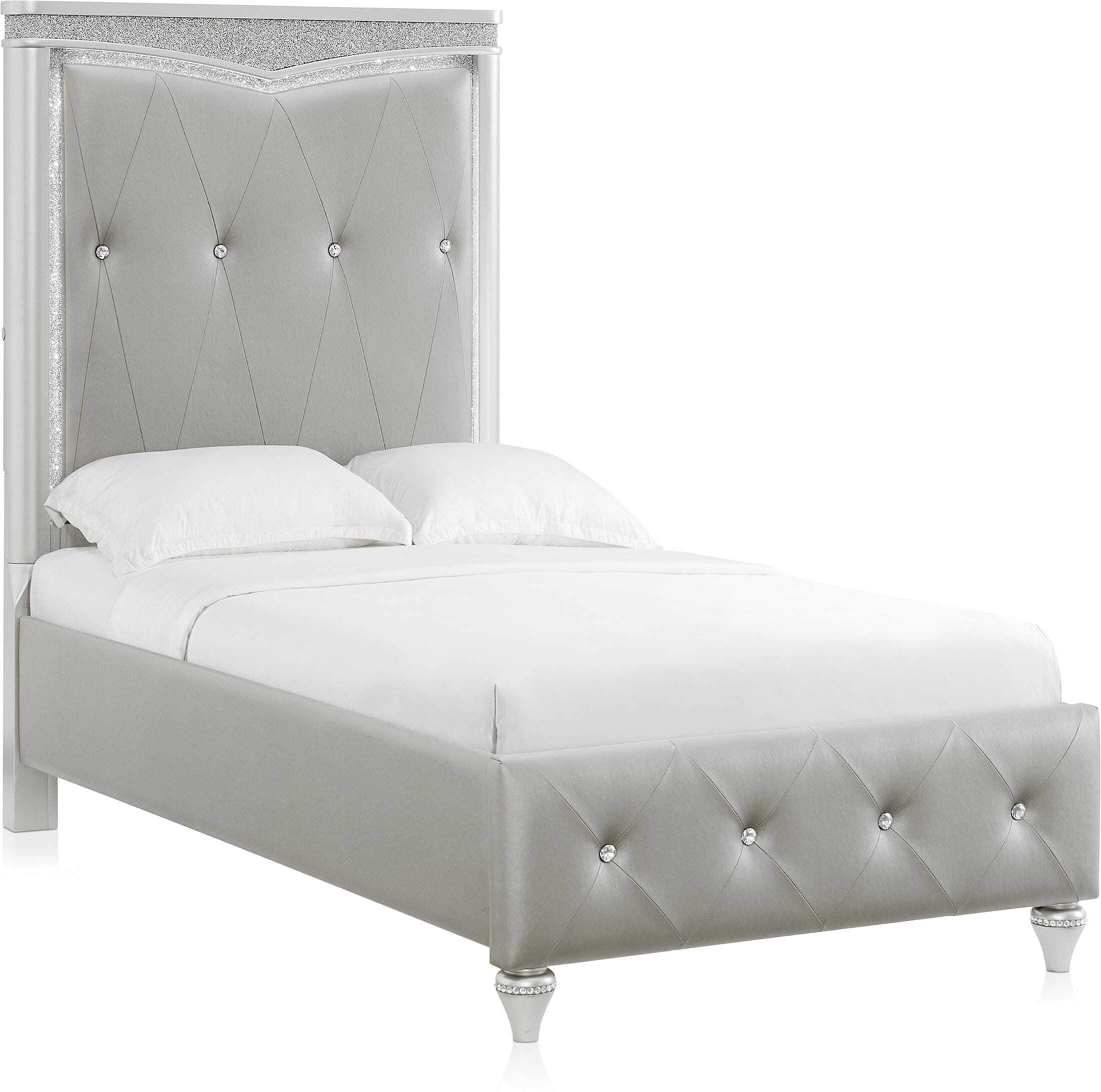 Posh 5 Piece Upholstered Youth Bedroom Set with Dresser and Mirror
