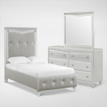 posh silver  pc twin bedroom   