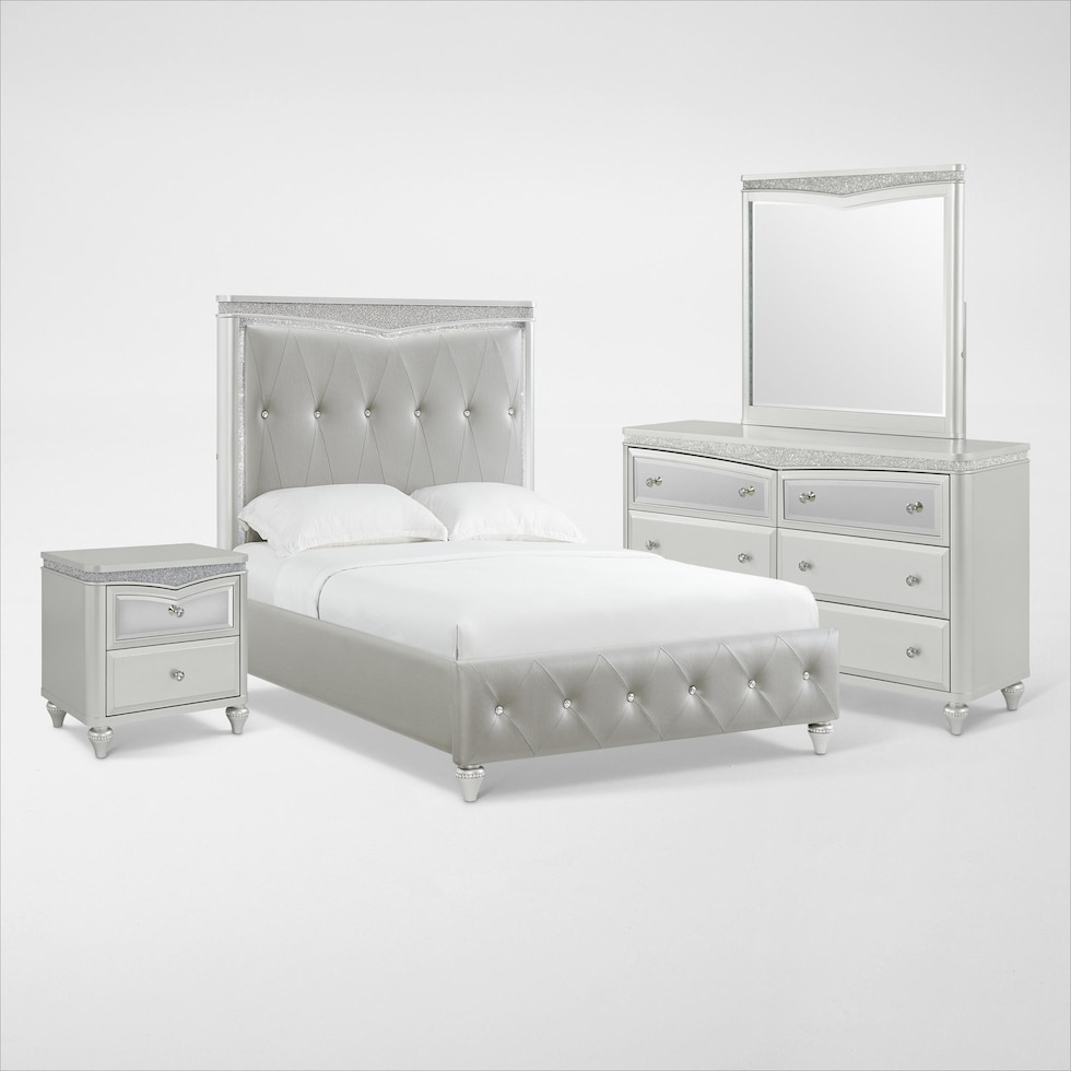 posh silver  pc full bedroom   