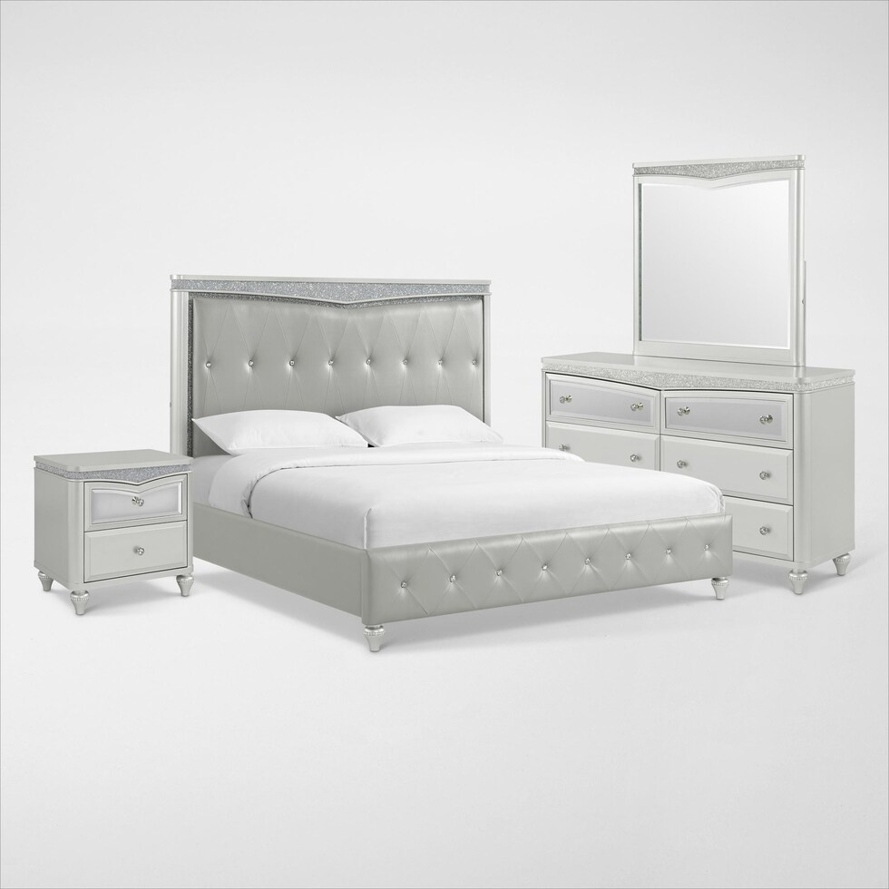 posh silver  pc king bedroom   