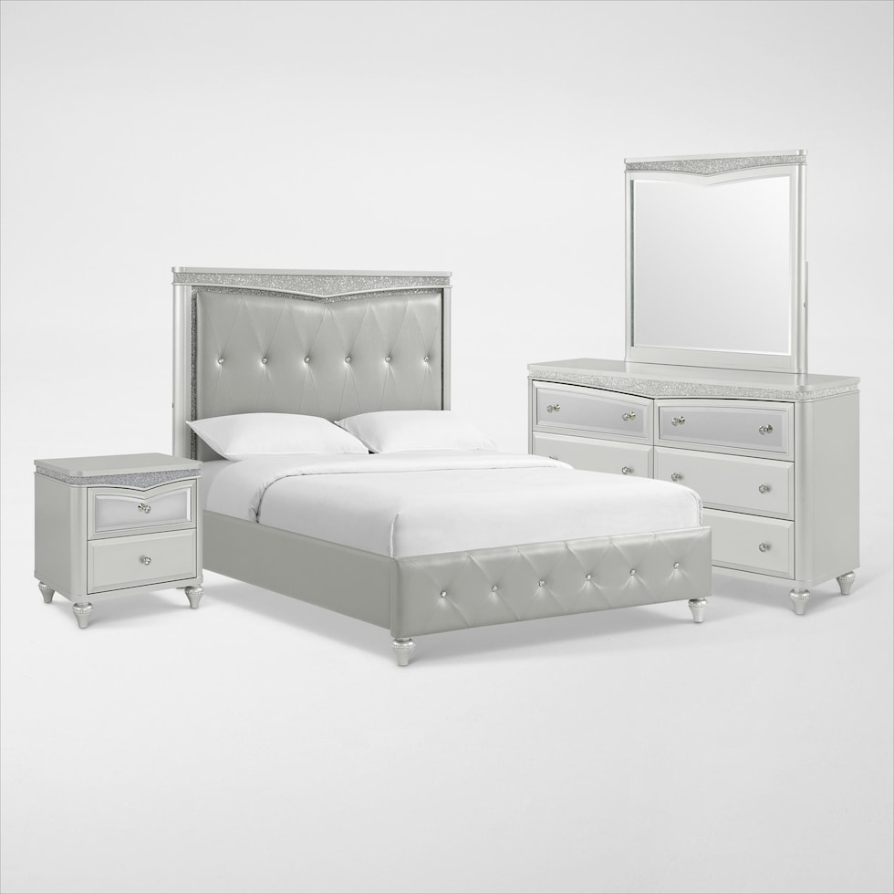 posh silver  pc queen bedroom   