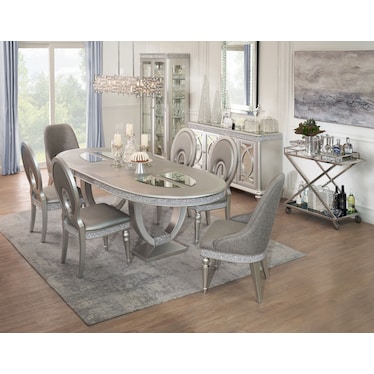 Posh Dining Table, 4 Dining Chairs and 2 Host Chairs