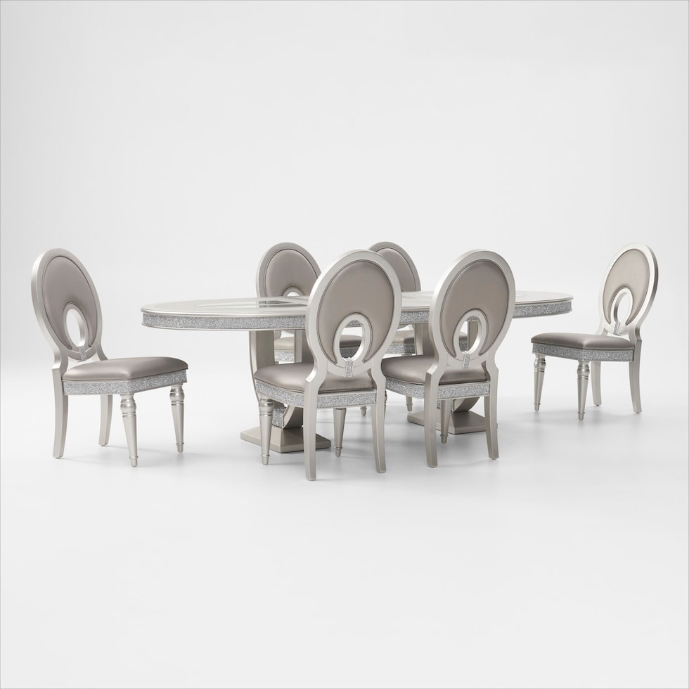 posh silver  pc dining room   