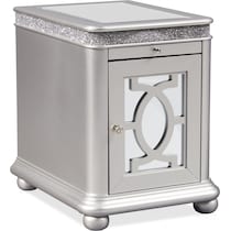 posh silver chairside table   