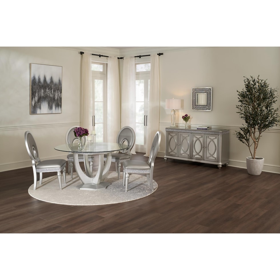 posh silver dining table   