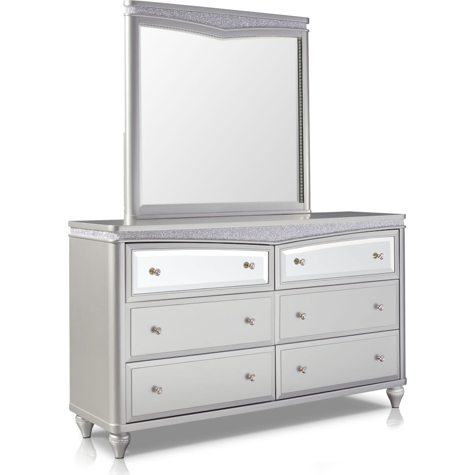 posh silver dresser & mirror   