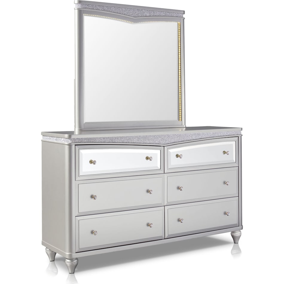 posh silver dresser & mirror   