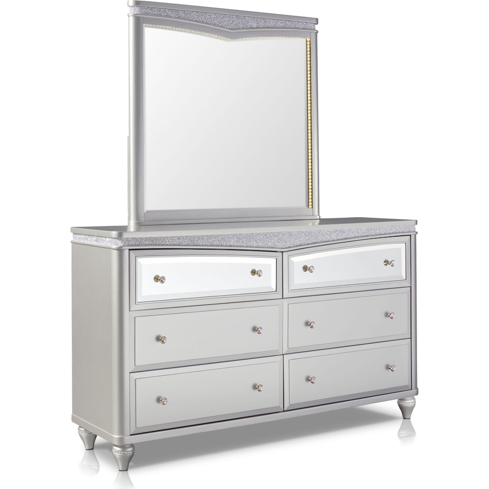 posh silver dresser and mirror   