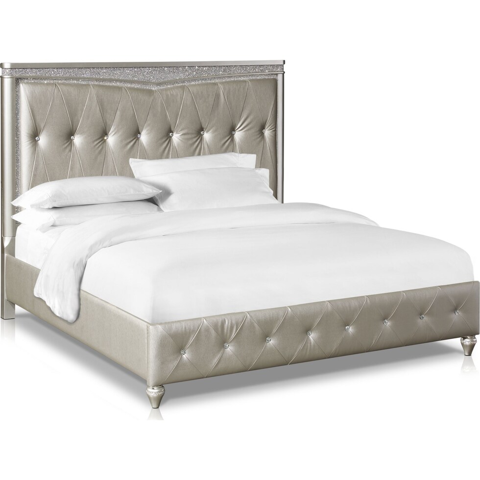 posh silver king bed   