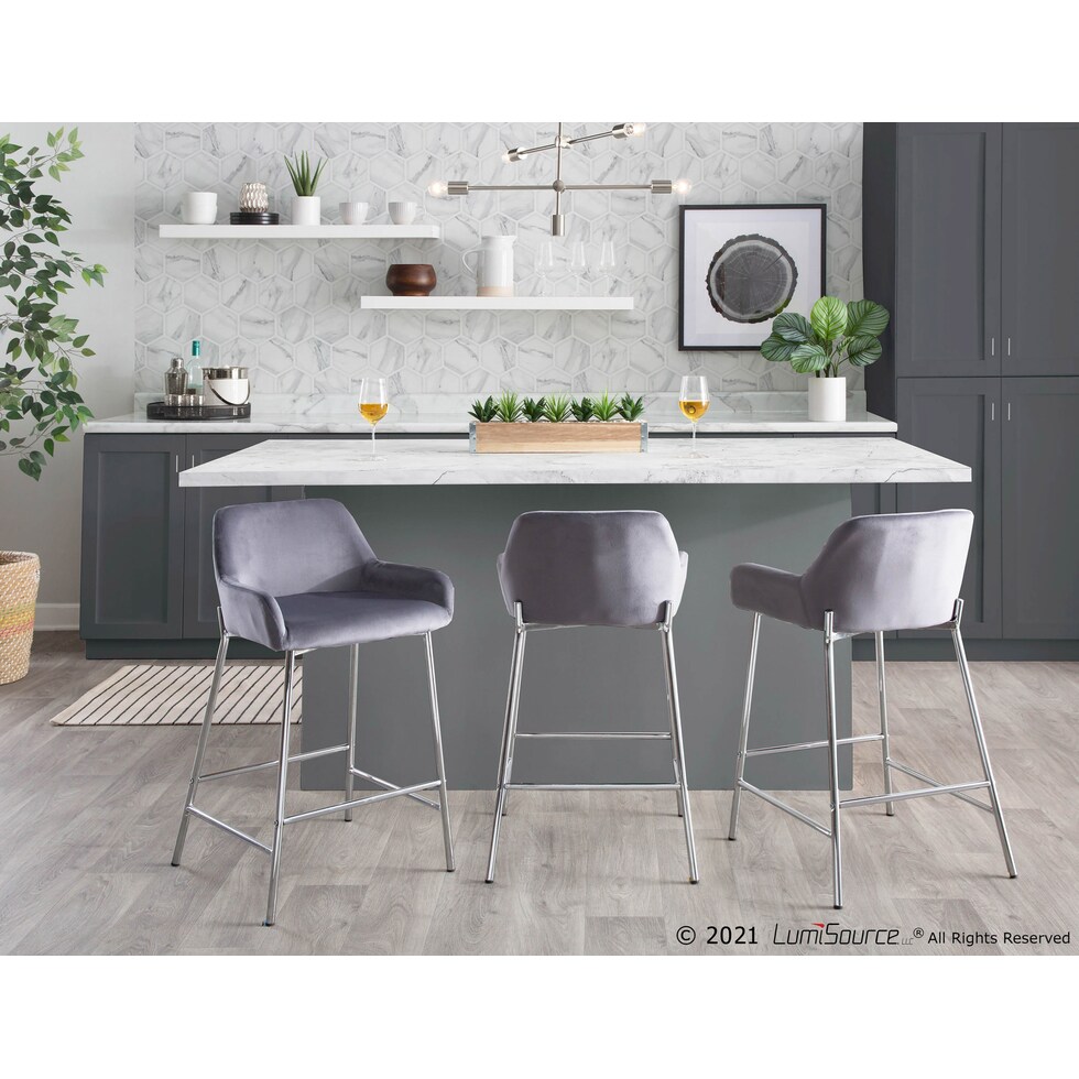 prague silver counter height stool   