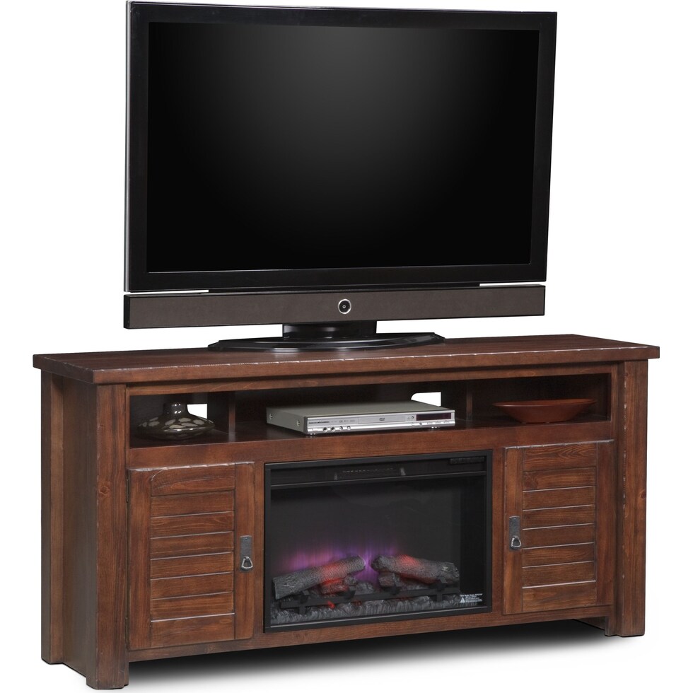 prairie dark brown fireplace tv stand   