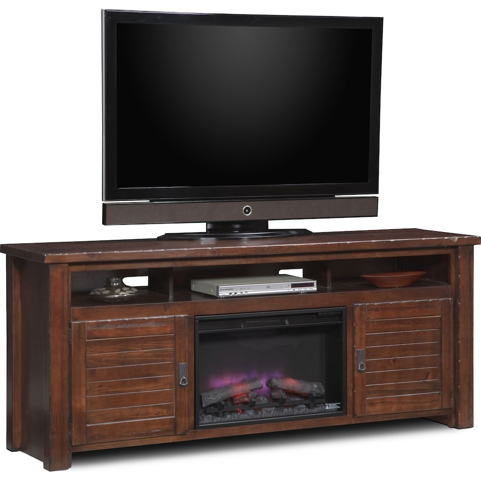 prairie dark brown fireplace tv stand   