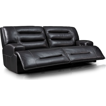 Preston Dual-Power Reclining Sofa and Loveseat Set - Black