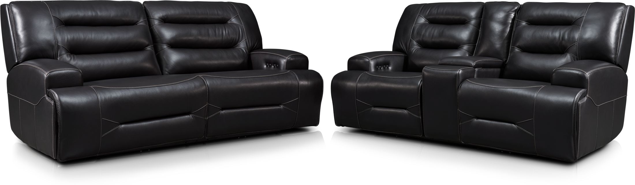 Preston Dual-Power Reclining Sofa and Loveseat Set | American Signature ...