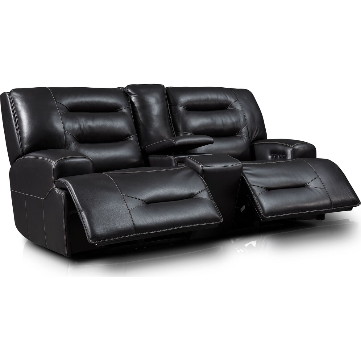 Preston DualPower Reclining Sofa and Loveseat Set Black American