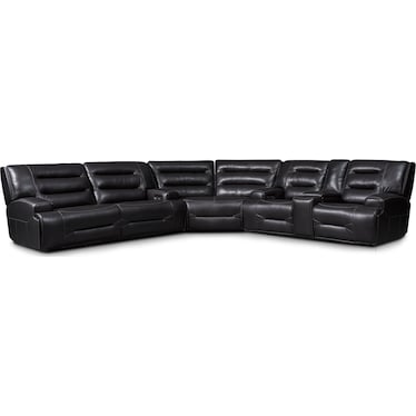 Preston 3-Piece Dual-Power Reclining Sectional with 4 Reclining Seats - Black