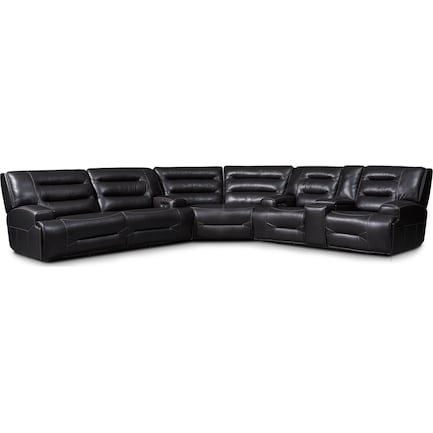 Preston 3-Piece Dual-Power Reclining Sectional with 4 Reclining Seats - Black