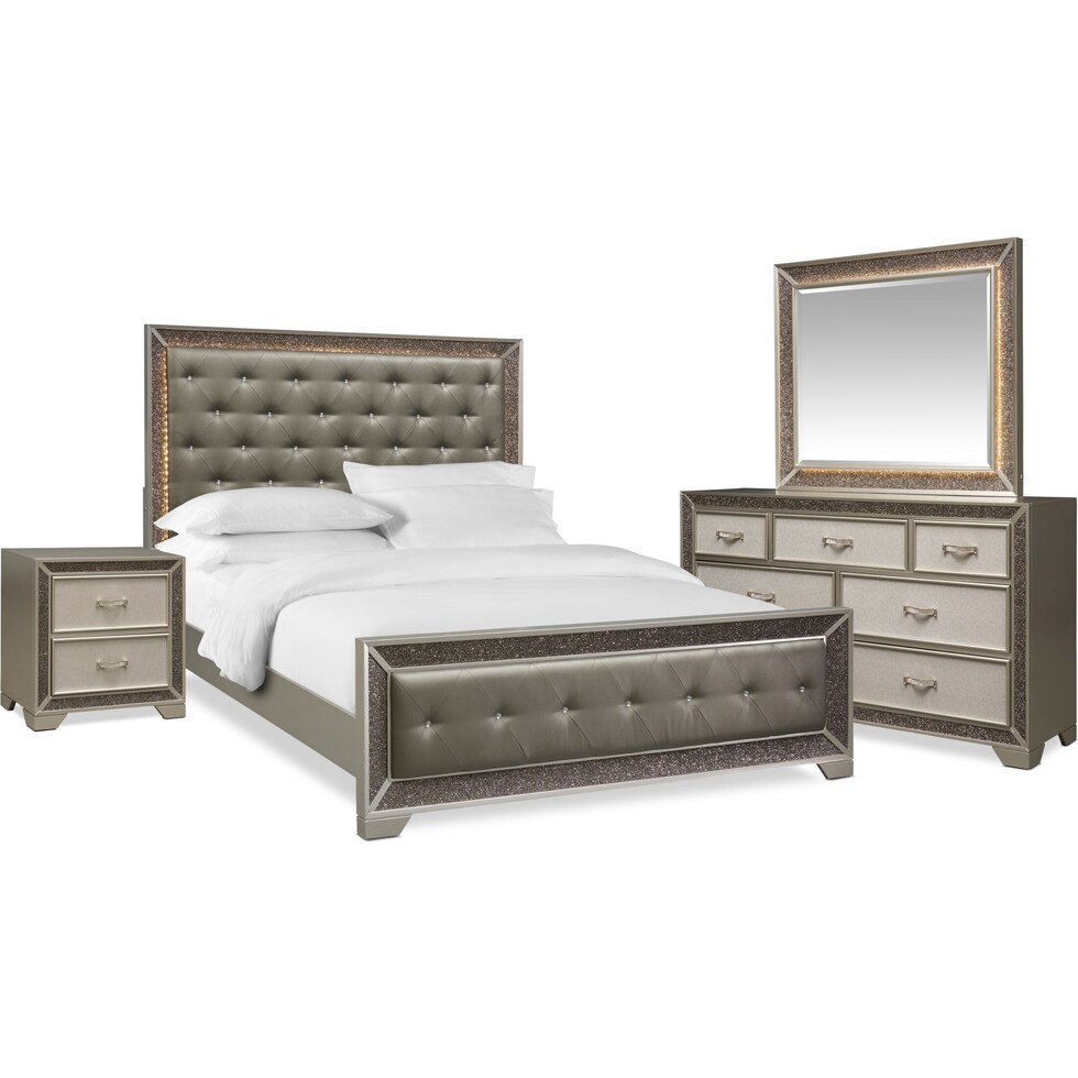 priscilla silver  pc king bedroom   