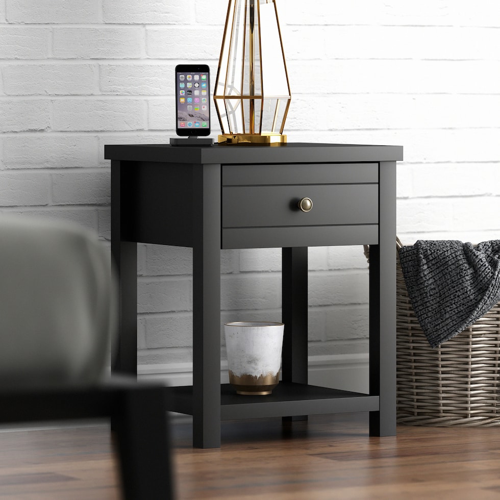 quinn black nightstand   