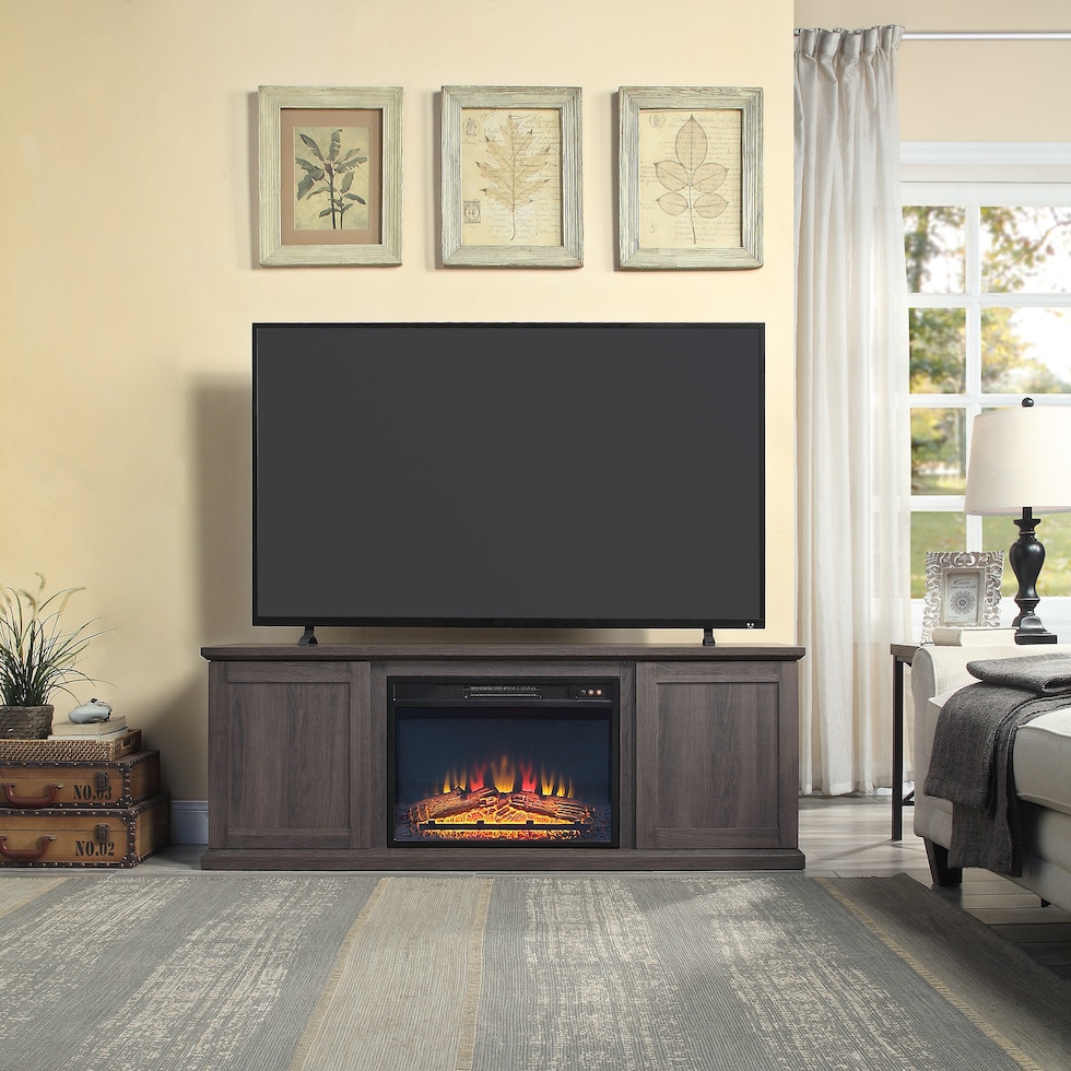 quinta dark brown fireplace tv stand   