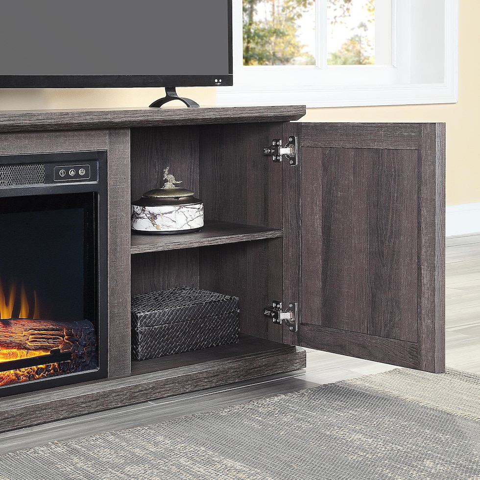 quinta dark brown fireplace tv stand   