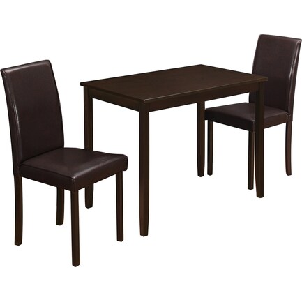 Raffaele Dining Table and 2 Dining Chairs - Brown