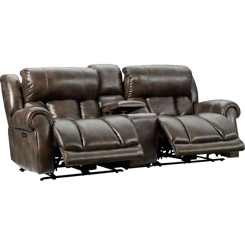 rainier dark brown  pc power reclining sofa   