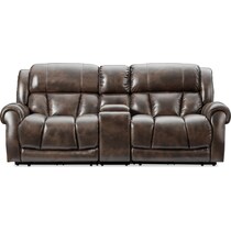 rainier dark brown  pc power reclining sofa   