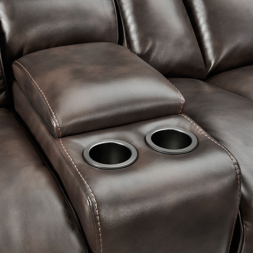 rainier dark brown  pc power reclining sofa   