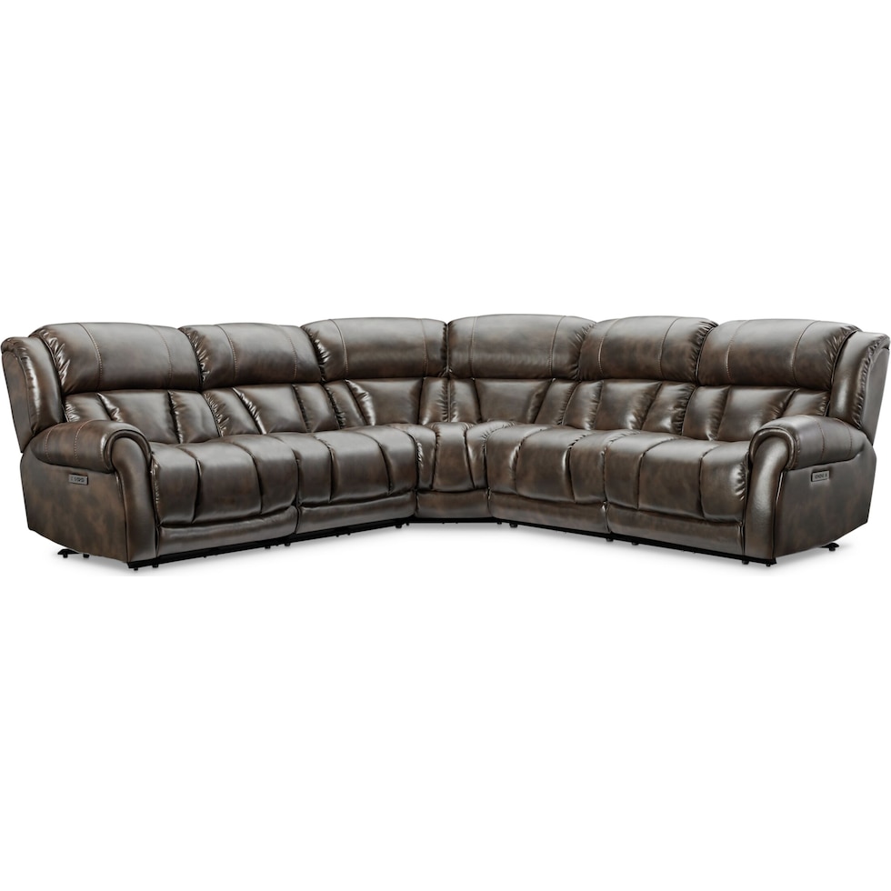 rainier dark brown  pc reclining sectional   