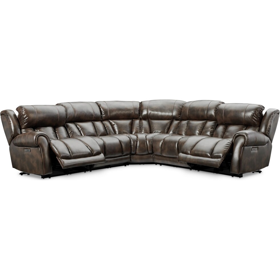 rainier dark brown  pc reclining sectional   